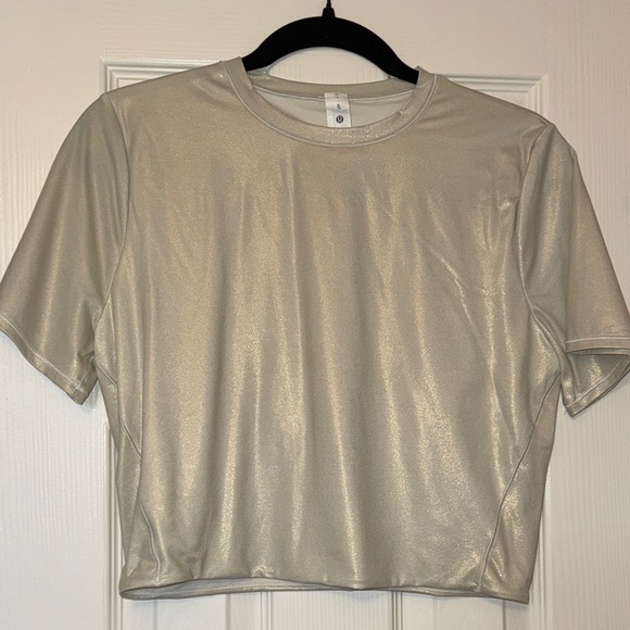 Lululemon Wundermost Ultra-Soft Nulu crewneck cropped t-shirt - shine - Picture 9 of 13